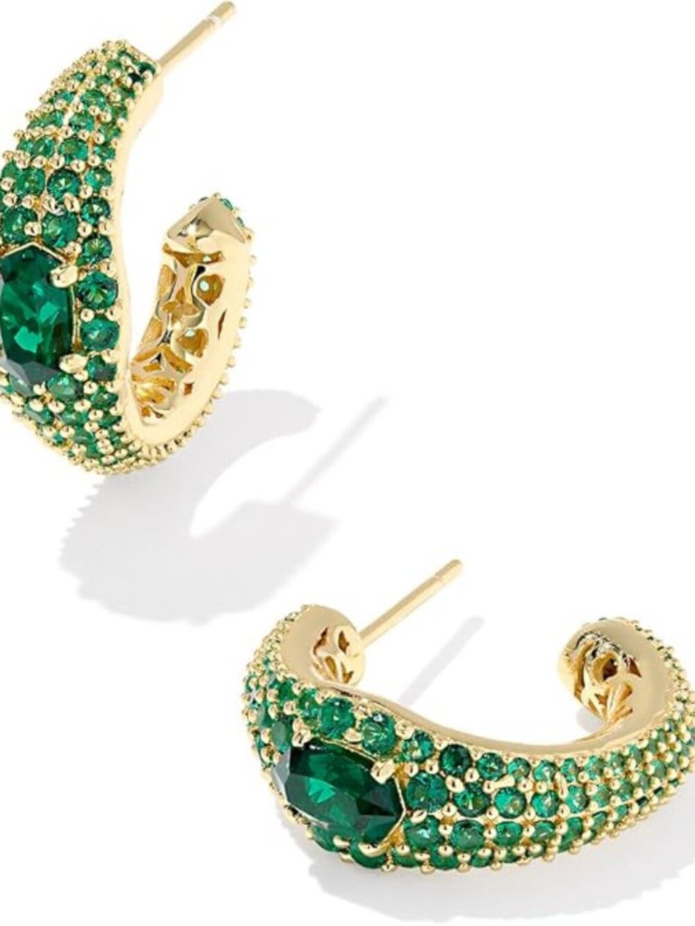 Kendra Scott Bella Hoop Earrings, Fashion Jewelry for Women DARK GREEN CRYSTAL